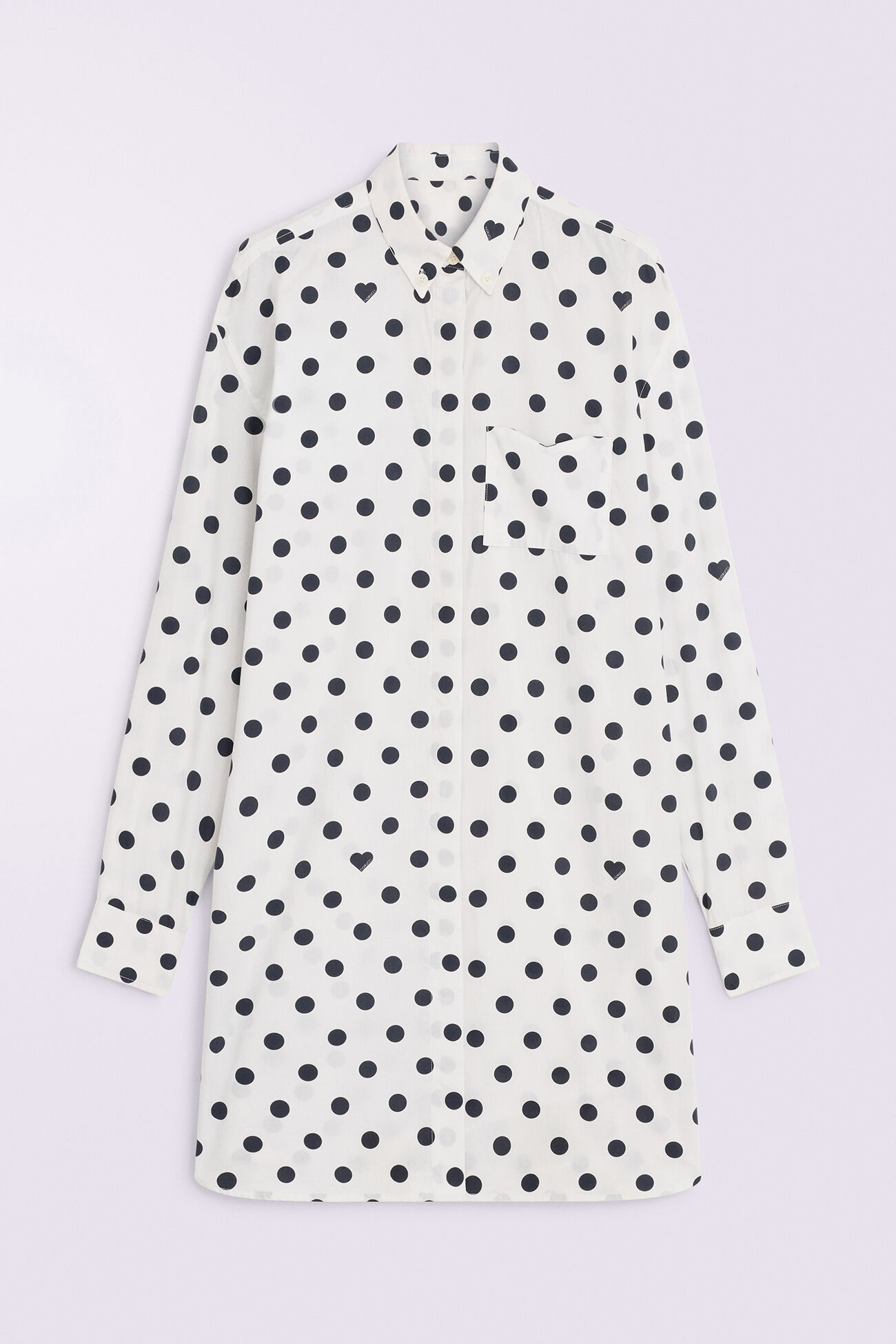 Polka Dot Midi Shirt Dress White